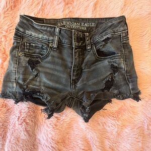American Eagle Outfitters Dark Gray Distressed Jean Shorts